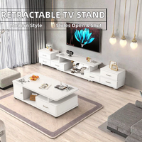 Meuble TV escamotable moderne en verre trempé Table basse Meuble combiné pour le salon