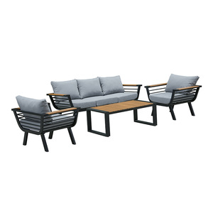Garden <b>Sofa</b> Set Aluminum Alloy <b>Waterproof</b> Cushions Outdoor Furniture Contemporary Design For Courtyard Patio Use - Product Image 1