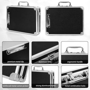 Bền nhôm vali với Key <span class=keywords><strong>clipboard</strong></span> hộp lưu trữ xách tay có thể khóa mang vali với pad chân & góc bảo vệ - Product Image 2