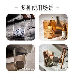 Cylindrical Transparent Waste <b>Bin</b> Open Style Indoor Use Living Room Bathroom Trash Can Minimalist Design - Product Image 4