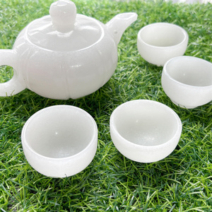 Hot Selling Crystal Natural Healing <strong>Stone</strong> Carvings White <strong>Jade</strong> Tea Set for Home Decoration - Product Image 1