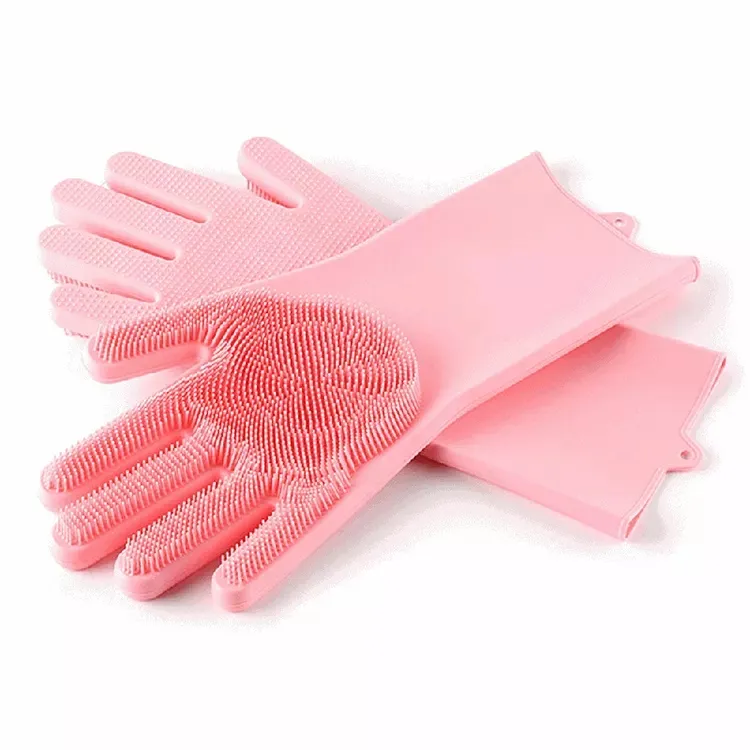 Thin Waterproof Kitchen Gloves Silicone Rubber Dishwashing Gloves Scrubber Household For mitts