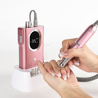 Perceuse à ongles électrique Pro 25W avec support de charge et poignée Moteur professionnel sans balais Conception ronde en plastique