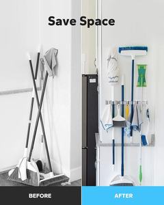 Crochet <span class=keywords><strong>mural</strong></span> en aluminium de luxe <span class=keywords><strong>pour</strong></span> <span class=keywords><strong>balai</strong></span> et vadrouille <span class=keywords><strong>pour</strong></span> salle de bain cuisine jardin - Product Image 4