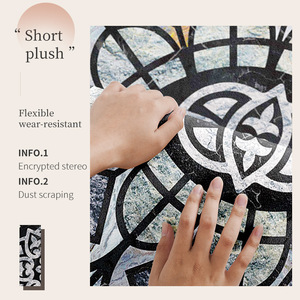 Paillasson demi-cercle haut de gamme à motif médaillon, antidérapant, en fibre de polyester, pour entrée de maison et salon - Product Image 3