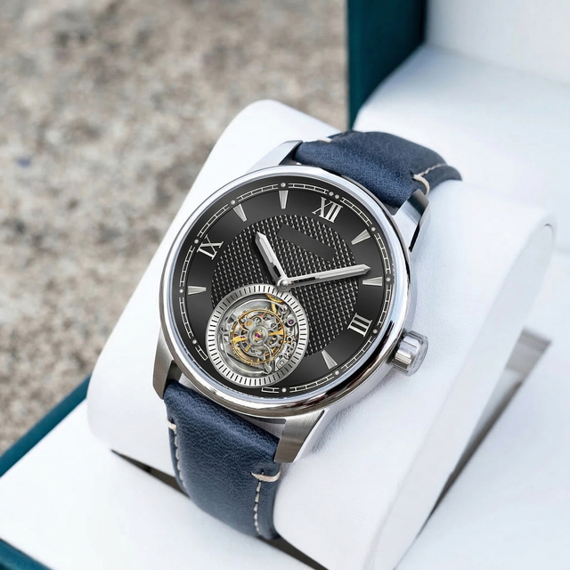 Real Tourbillion Watches OEM Logo Custom Luxury Men Minimalist Leather Mechanical Dress Watch With Sapphire Stainless Steel Case