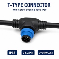 Connecteur circulaire étanche IP68 de type T et F, mâle et femelle, M15, UL94-V0, pour environnements marins, environnements industriels difficiles, éclairage LED