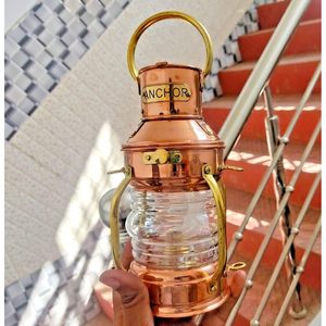 Alfa Nautical Gold <b>Copper</b> Brass Oil Lamp <b>Lantern</b> 10 Inch Decorative Home Lighting Coastal Style Industrial Design - Product Image 2
