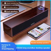 Système audio surround stéréo 2.0 canaux Echo Wall Wooden avec 2 haut-parleurs et un woofer de 1 pouce pour subwoofer filaire, bureau, maison, utilisation avec téléphone portable
