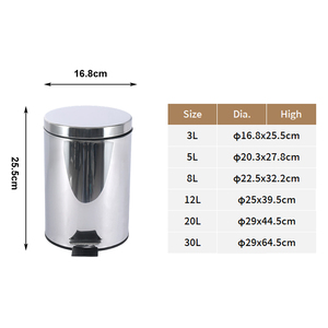 Hot Bán Bước Đạp 3 Lít Phòng Tắm Chất Thải Bin Vòng Thép Không Gỉ Thùng Rác Bin Thùng Rác Cho Nhà Vệ Sinh Với Bìa - Product Image 6