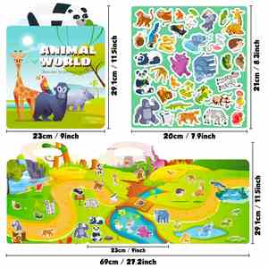 Waterproof Silicone Stickers Cartoon Animal Theme Reusable Jelly Sticker Kids Travel Activity <b>Book</b> - Product Image 2