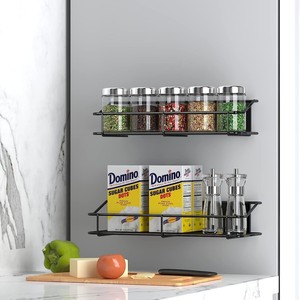 Magnetic Spice Rack For Refrigerator Black Steel Hanging Organizer With Adjustable Shelves For Kitchen Storage - Product Image 2