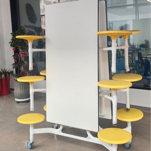 Multi Functional <b>Foldable</b> Conference <b>Table</b> Rectangle 12 Seat With Yellow Seats For Children Dining Room Use - Product Image 3