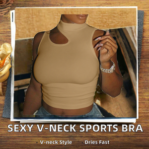 Sexy Women's Yoga V-neck <b>Cross</b> Strap Backless Sports Bra Knitted Casual Tank <b>Top</b> Underwear Fitness - Product Image 2