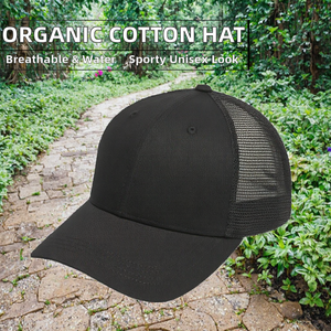<b>Black</b> 5-Panel Trucker Hat Mesh Back Baseball Cap Adjustable Snapback Unisex for Outdoor Sports Casual Wear - Product Image 2