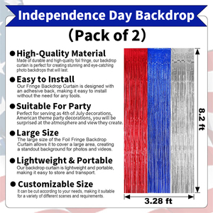 Xieli <span class=keywords><strong>4</strong></span> de <span class=keywords><strong>julio</strong></span> Día de la Independencia Fiesta Papel de Aluminio Cortina Decoración de Fondo - Product Image 4