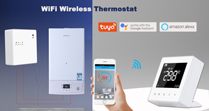 Thermostat de chaudière <span class=keywords><strong>sans</strong></span> <span class=keywords><strong>fil</strong></span> RF programmable, résistant au feu, économe en énergie et durable pour système de chauffage domestique - Product Image 4