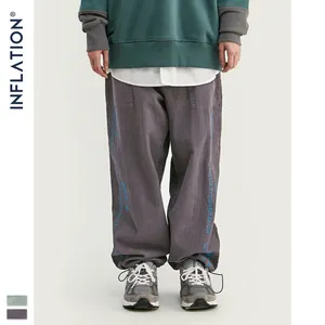 INF-Pantalones informales de pana ancha para hombre, petos holgados de pana de Color sólido