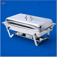 Kompor Buffet Hotel Komersial 9L Bahan Stainless Steel, Wadah Makanan Panas Terlihat, Terinsulasi, Peralatan Dapur untuk Sarapan