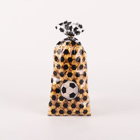 Nouveaux sacs à fermeture éclair imprimés football pour collations, bonbons et desserts – Sachets festifs transparents noirs et blancs en OPP pour cadeaux