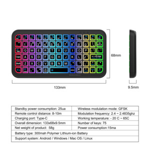 Colourful <span class=keywords><strong>Mini</strong></span> <span class=keywords><strong>Bluetooth</strong></span> Bàn Phím Không Dây Air Chuột 7 Màu Sắc Balcklit Bàn Phím Thông Minh Đa Chức Năng Bàn Phím Hỗ Trợ Tùy Chỉnh - Product Image 6