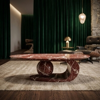 Table basse moderne en marbre rouge Rosa Levanto, prix usine, pour salon et chambre à coucher