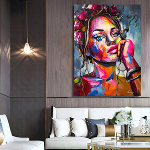 Cuadros Decorativos <span class=keywords><strong>de</strong></span> <span class=keywords><strong>Mujeres</strong></span> Africanas Coloridas, <span class=keywords><strong>Pintura</strong></span> Hecha a Mano sobre Lienzo, Arte <span class=keywords><strong>para</strong></span> Colgar en la Pared, Decoración <span class=keywords><strong>para</strong></span> Sala <span class=keywords><strong>de</strong></span> Estar - Product Image 1