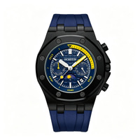 Montre mécanique automatique pour homme, chronographe multifonctionnel, étanche, boîtier en acier inoxydable, aiguilles, bracelet en silicone de luxe