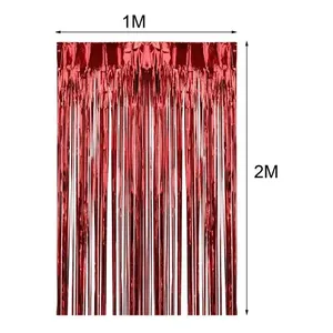 2x rideaux à franges en aluminium, rideau en aluminium, rouge - Product Image 2