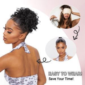 <span class=keywords><strong>Chignon</strong></span> bouclé de haute qualité pour femme, petites boucles désordonnées, perruque en fibre synthétique, <span class=keywords><strong>chignon</strong></span> désordonné avec cordon de serrage, grand accessoire capillaire volumineux - Product Image 3