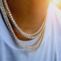 Hip Hop Argent Sterling 925 2mm 3mm 4mm 5mm 6mm VVS Moissanite Tennis Chaîne Moissanite Diamant Collier