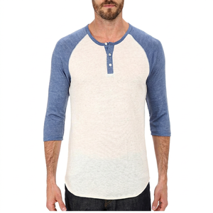 T-shirt Henley en tricot uni pour homme, 100% coton, service OEM - Product Image 1