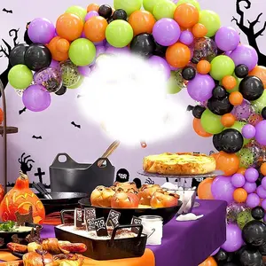 DAMAI Globo de Halloween Decoraciones Suministros para fiestas Tema de Halloween Calabaza Globo de papel de aluminio Conjunto de globos de látex