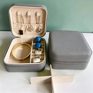 Eco-friendly Hotsale Portable Square Zipper Jewelry <b>Box</b> <b>Small</b> Travel Jewelry Storage Case For Women Gift Packaging - Product Image 2
