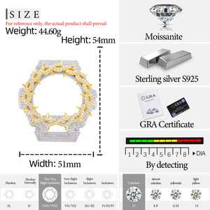 Boîtier de montre en argent sterling 925 VVS Moissanite Iced Out bicolore à épines pour DW6900, vente en gros - Product Image 6