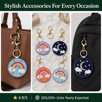 Breloque de sac perlée personnalisable DIY, porte-clés mignon fait main en perles de rocaille arc-en-ciel, pendentif lune croissante et étoile, accessoires de porte-clés