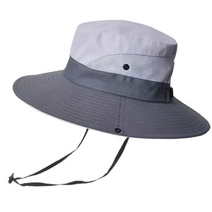 Bucket Hat Sun Protection Breathable Outdoor Adult Unisex Summer Hiking Fishing Sport Hat Solid Color Polyester - Product Image 4