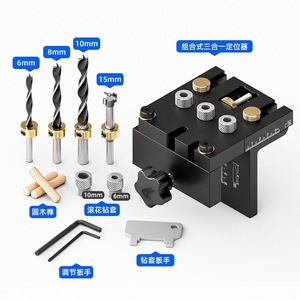 Woodworking 3 In 1 Drill Positioner 140x140x180mm Aluminum Alloy For Mdf Production And Cabinet Assembly - Product Image 1