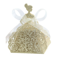 Boîte à bonbons de mariage style princesse en papier doré découpé 250g, boîte cadeau pour jeune fille style européen