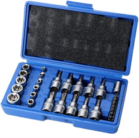 Juego de 34 Piezas de Llaves de Tubo con Cabezal de Broca E-Torx de Acero al Cromo Vanadio de 5/16'' y 3/8'', para Reparación de Automóviles, en Caja OEM