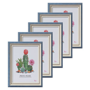 Nhãn Hiệu Riêng Khung Ảnh 4*6 ''5*7' 'Hình Ảnh Khung Màu Xanh Và Trắng Với Vàng Nhựa A4 Khung Ảnh Tùy Chỉnh Nhựa Khung Ảnh - Product Image 1