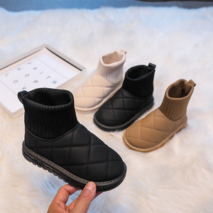 Bottes d'hiver pour enfants de haute qualité chaussures en peluche en cuir bottes antidérapantes pour enfants botte de neige unisexe - Product Image 1