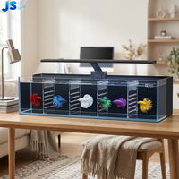 Aquarium de bureau JSD YEE 5 pour Betta, réservoir spécial 19,69 pouces 2,5 gallons, verre ultra transparent, LED WRGB, filtre arrière silencieux