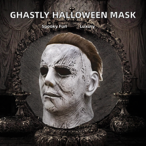 Masque d'<span class=keywords><strong>horreur</strong></span> d'Halloween pour homme Cowrie - Émulsion visage blanche Larmes Sanglantes + Coth, couvre-chef de luxe imprimé en typographie pour Cosplay et Carnaval - Product Image 2