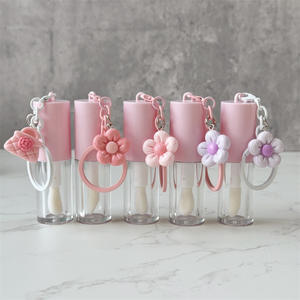 Tubes de brillant à lèvres vides de 4 ml avec porte-clés rose, en plastique rechargeable, pour emballage cosmétique personnalisé d'huile ou baume à lèvres - Product Image 5
