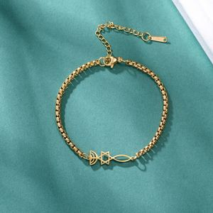 Pulsera de Cadena Figaro con Colgante de Estrella de David Mesiánica <span class=keywords><strong>Dina</strong></span>, Joyería de Acero Inoxidable con Amuleto Judío, Regalo para Hombres y Mujeres - Product Image 5