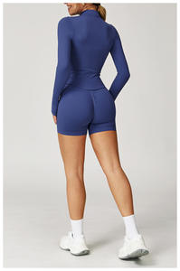 Nahtloses Fitness <span class=keywords><strong>Wear</strong></span> <span class=keywords><strong>Training</strong></span> Schnellt rocknende Langarm Yoga Sport Gym Top Frauen Jacke Gym Fitness Sets für Frauen Leichtathletik - Product Image 5