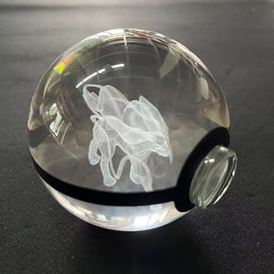Boule de cristal Suicune, Pokéball en cristal, LED 3D, 80 mm, grande peinture gravée au laser, cadeau d'affaires, décoration de la maison - Product Image 3
