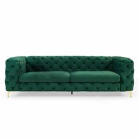 Sofá Chesterfield Moderno de Acero Inoxidable, Sofá Seccional Tapizado en Terciopelo, Sofás para Sala de Estar, Hogar y Hotel