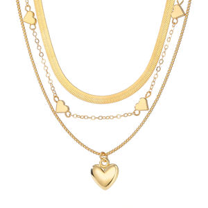 KISSWIFE <span class=keywords><strong>2025</strong></span> nueva moda corazón Triple capas colgante collar para mujeres niñas joyería - Product Image 6
